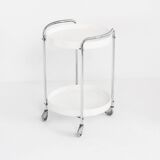 Vintage side table on casters. Chrome-plated iron and plastic. France, 1970s