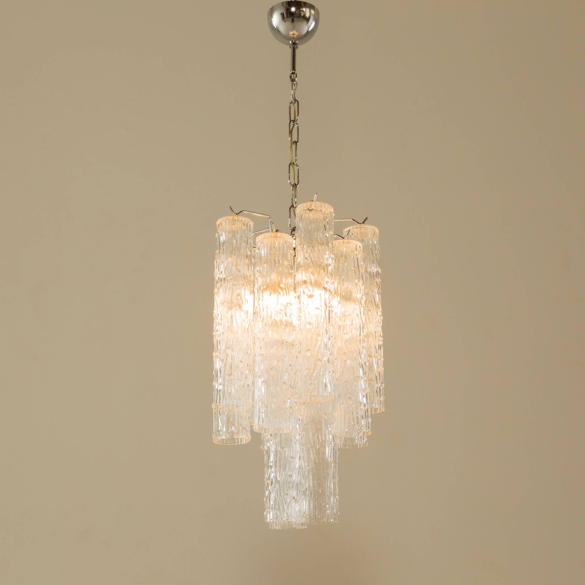 Chandelier en verre Tronchi de Venini, années 1970