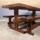 Oak dining table with 2 benches Minimalist Brutalist Wabi Sabi
