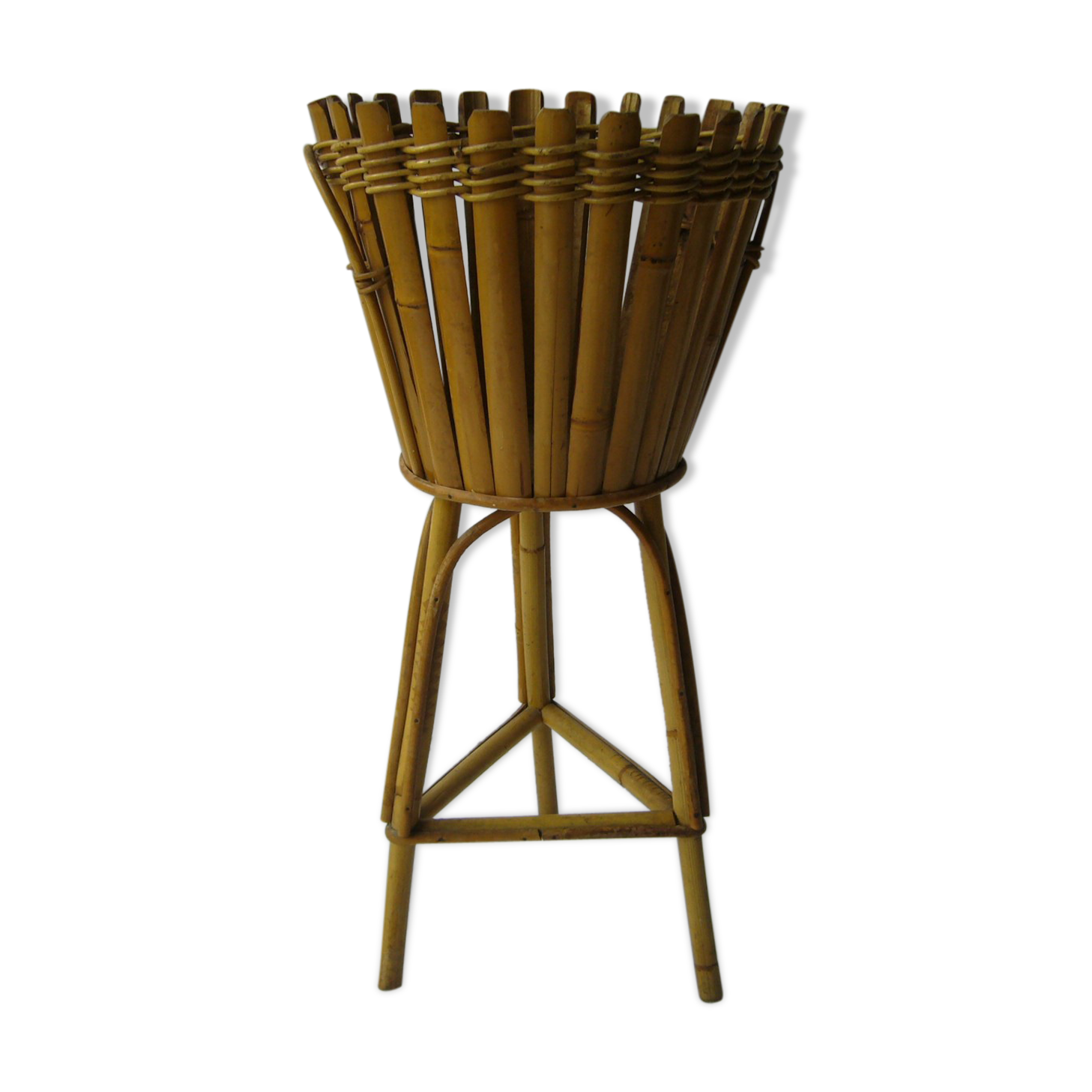 Pot door in rattan and vintage bamboo