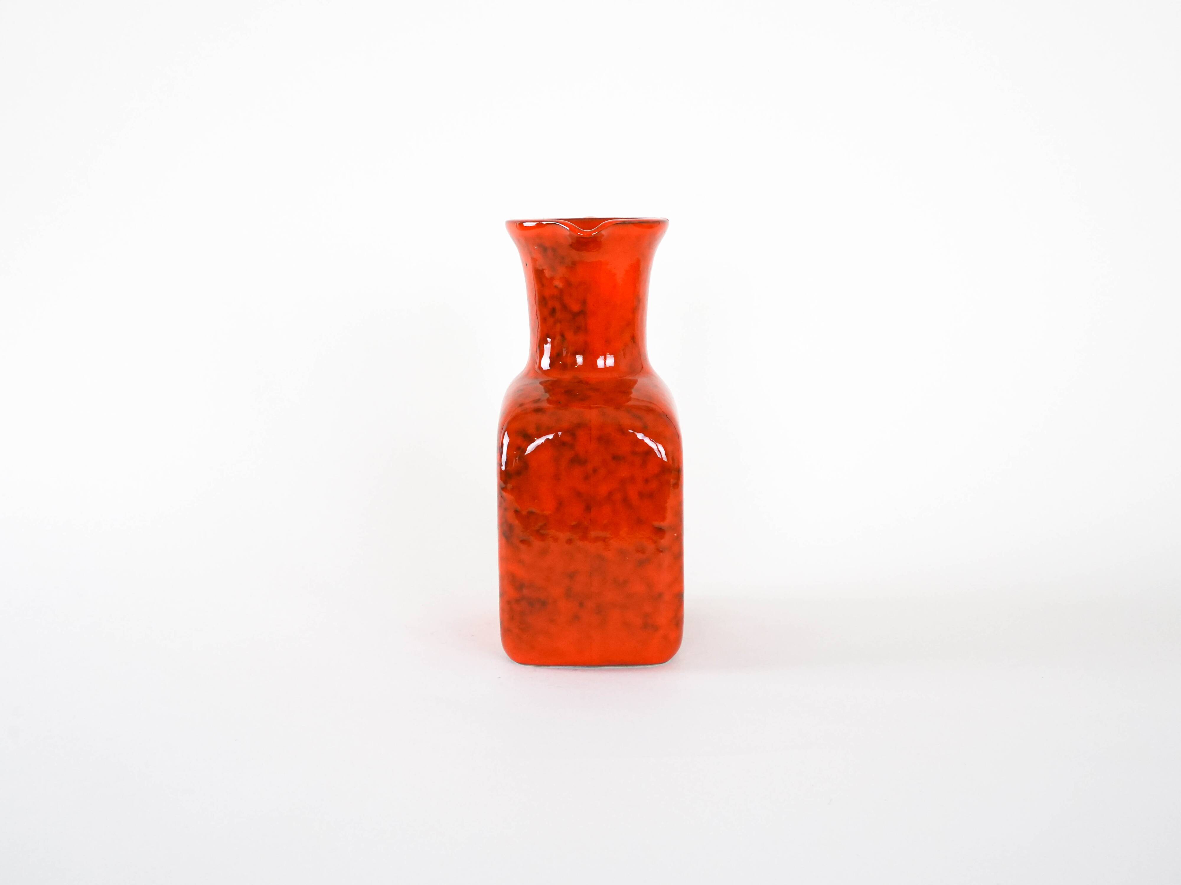 Red ceramic vase, Italian design, 1960s, made in Italy