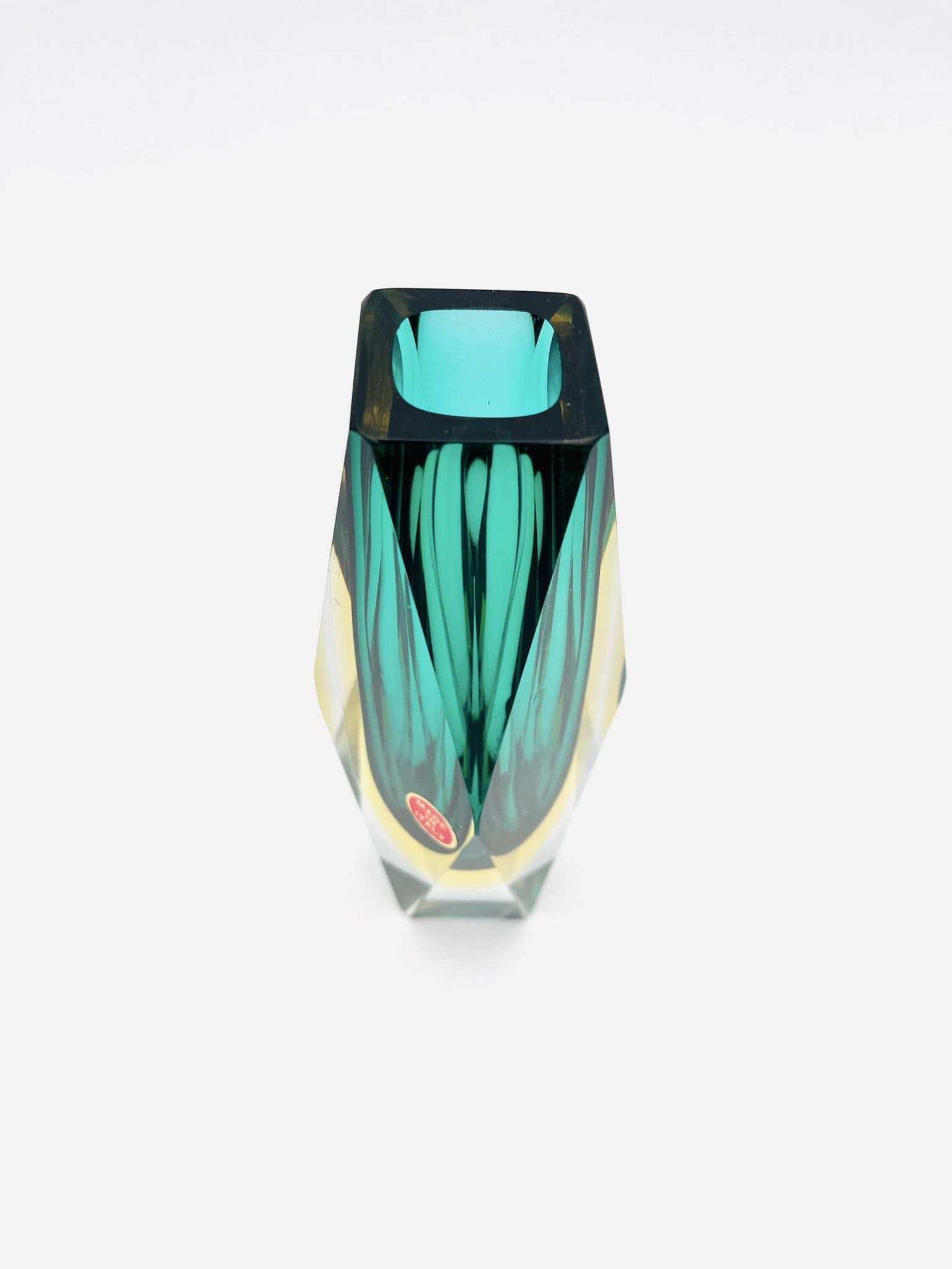 Flavio Poli vase for Seguso - Sommerso - Murano Green & Amber - 1960