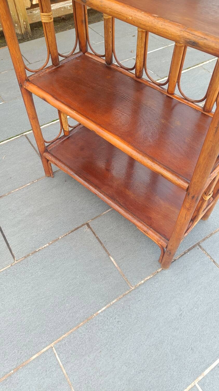 Vintage rattan shelf 4 levels – rattan bookcase