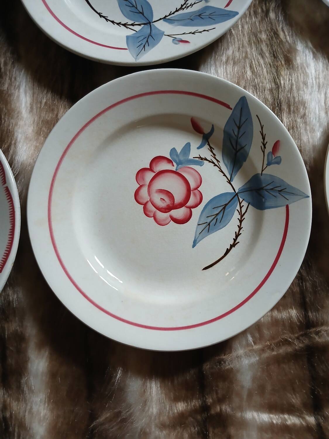 9 mismatched antique dinner plates