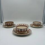 3 cups and saucers, Sarreguemines, Derby model, ironstone, early 20th century
