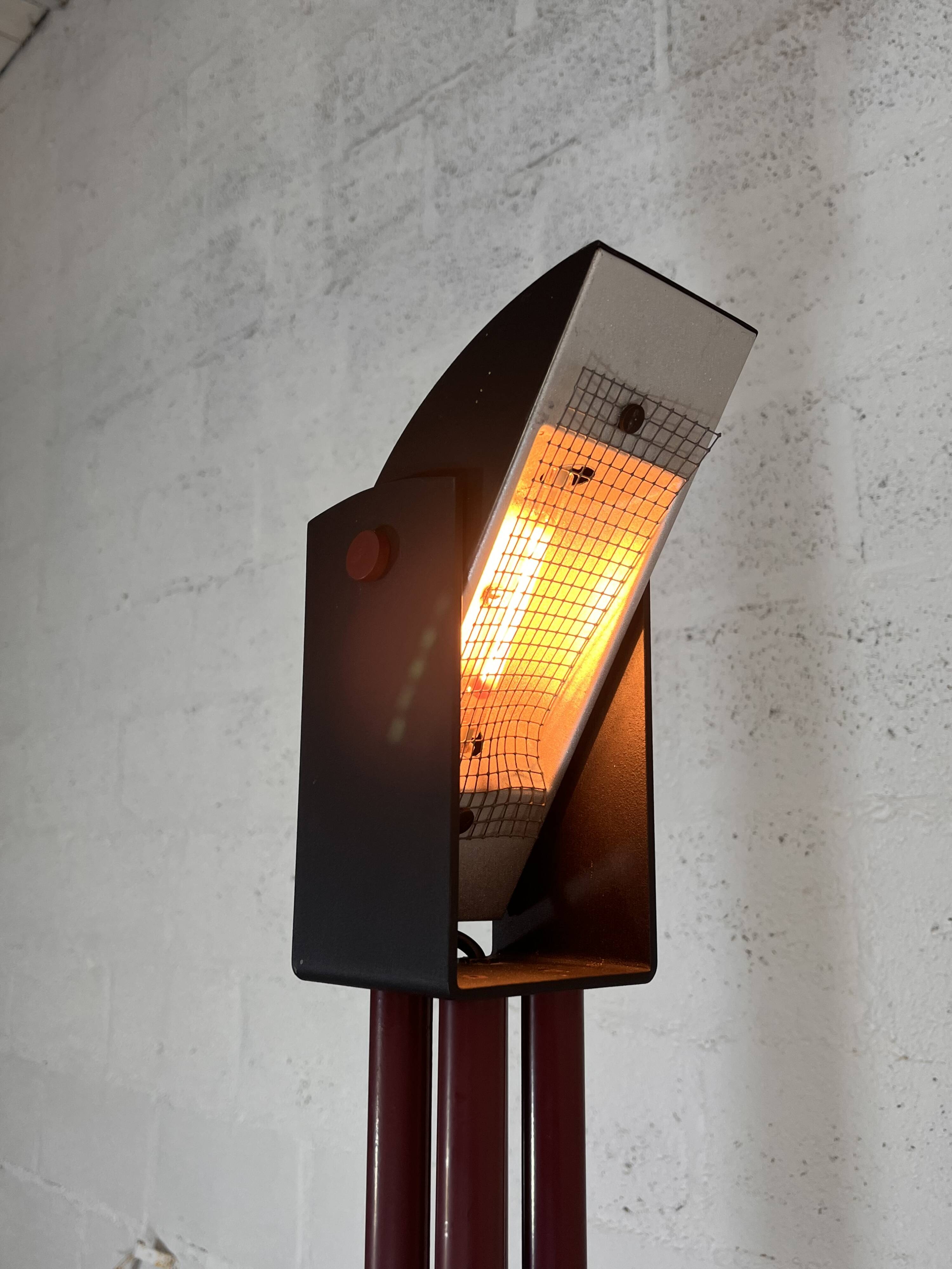 Halogen Red Black floor lamp, Italy, 1980s