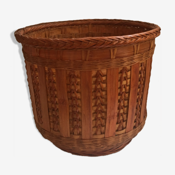 Cache pot en osier vintage