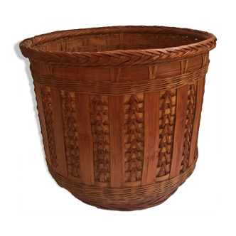 Cache pot en osier vintage