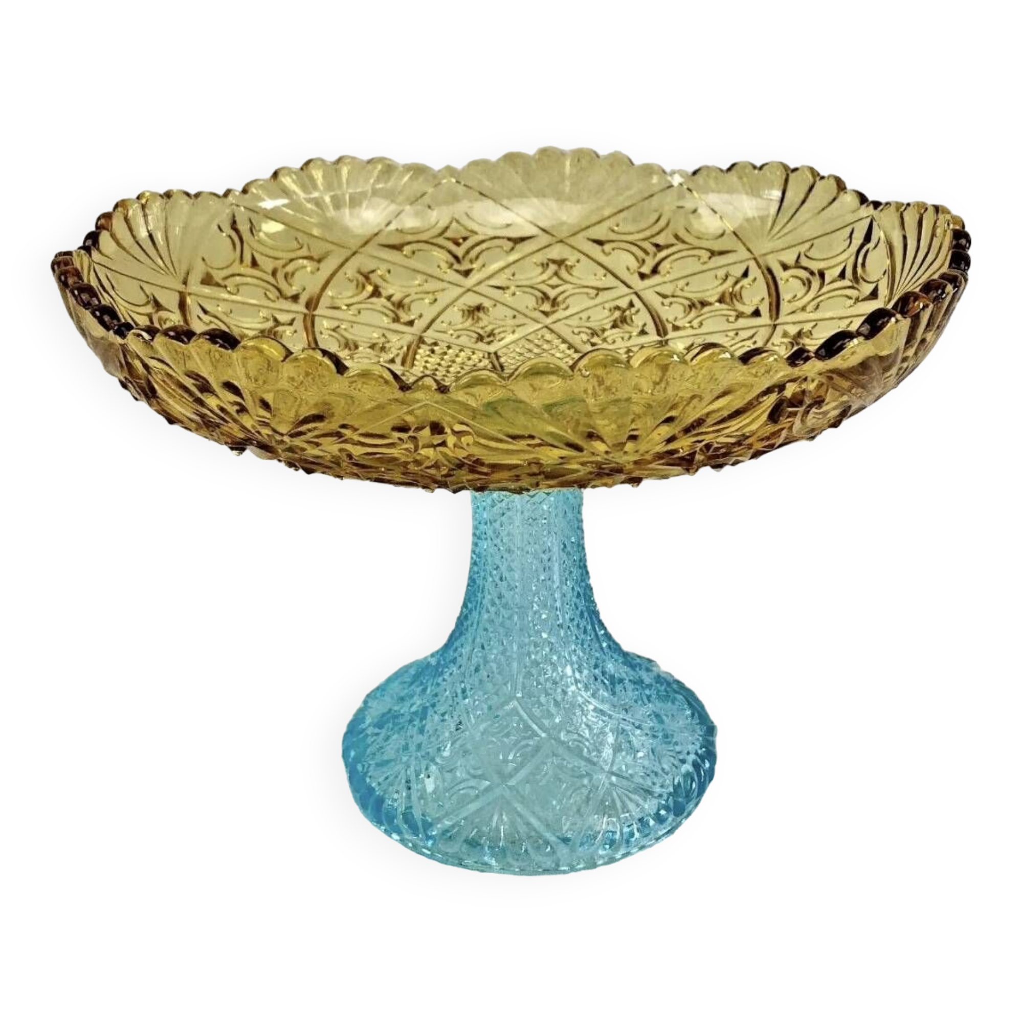 Georges Sand hollow two-tone glass compote bowl signed Portieux