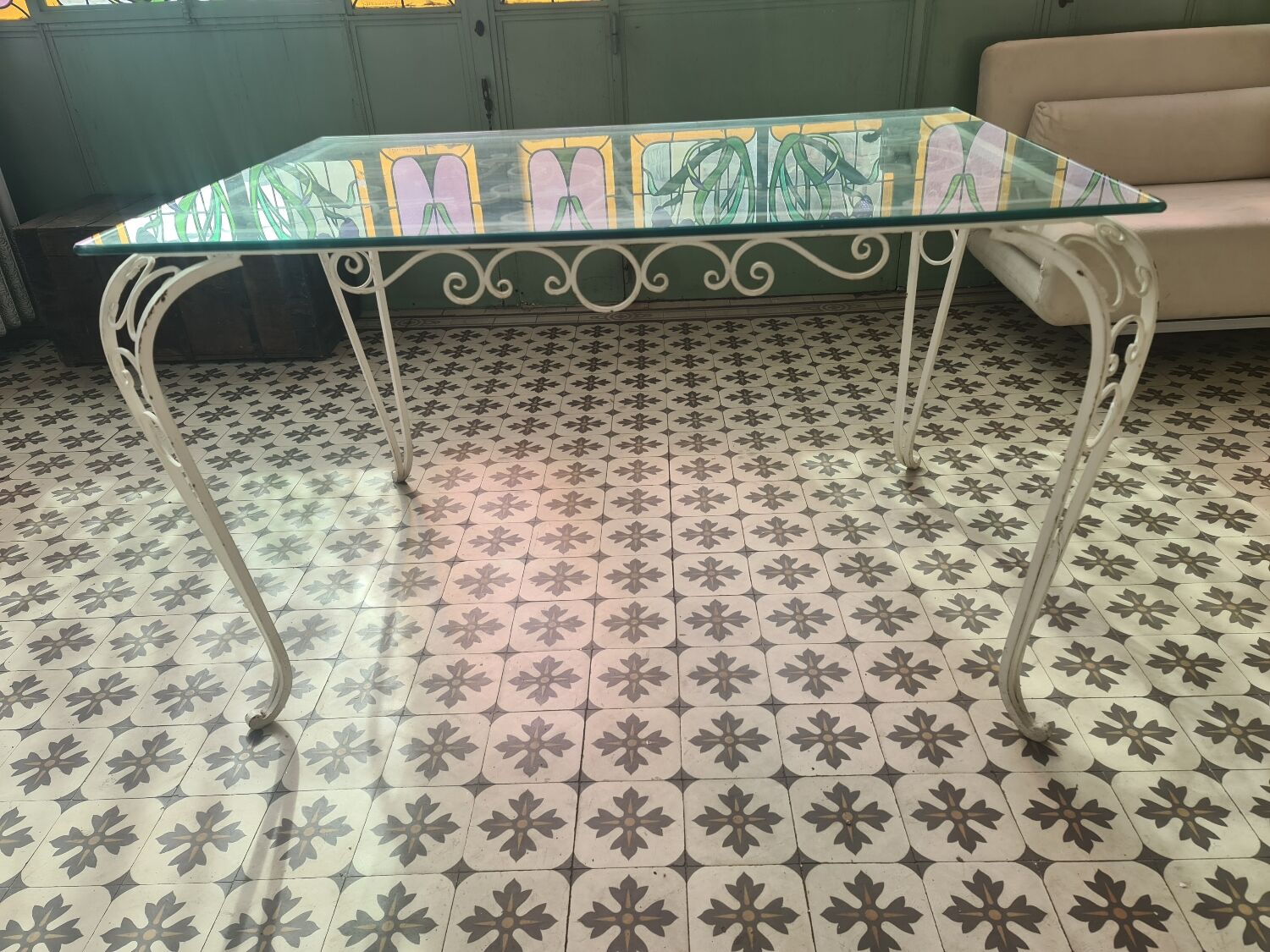 White wrought iron garden furniture 1949 1950