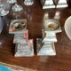 Pair of silver-plated metal candlesticks