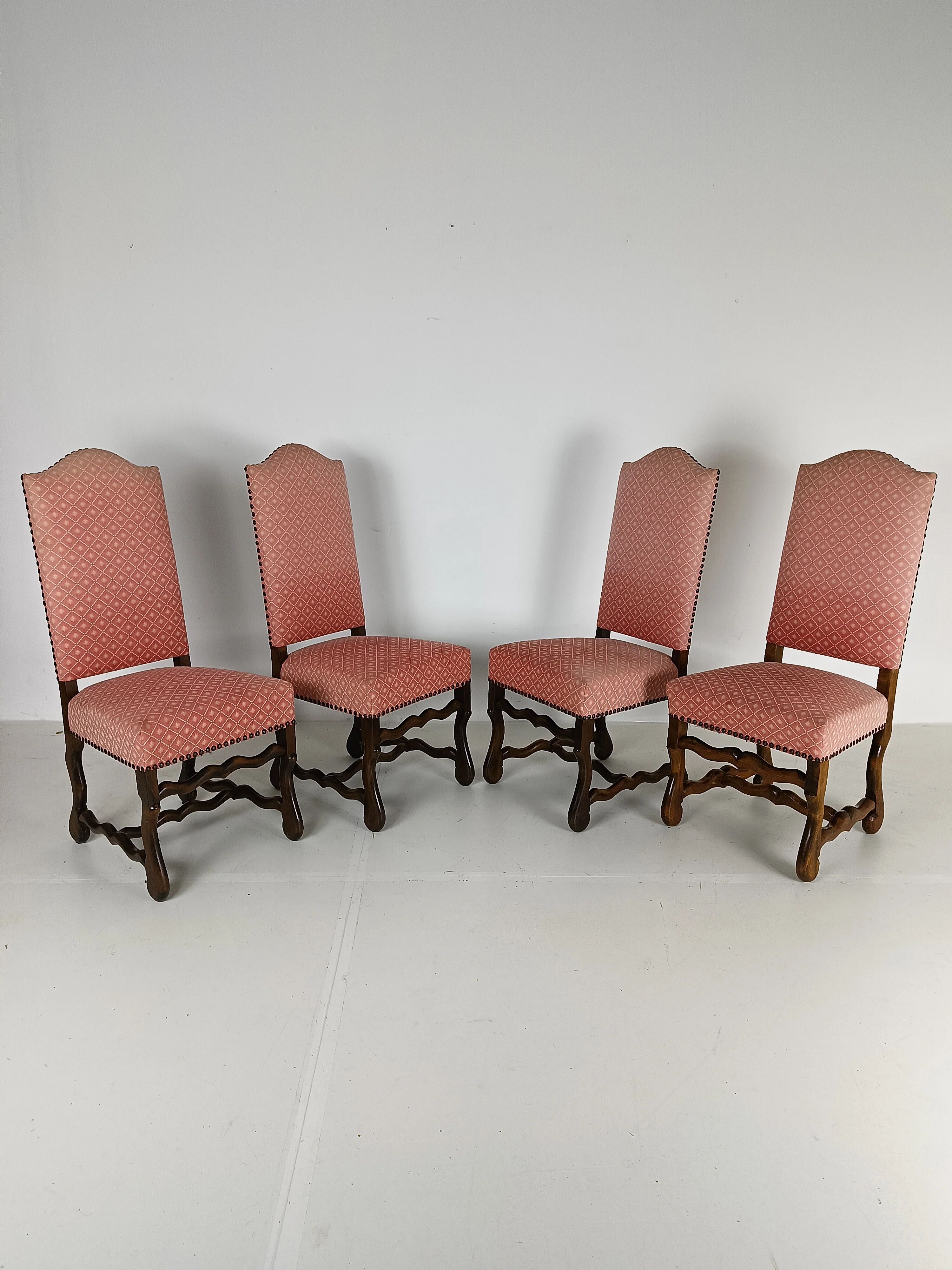 Beech Os De Mouton tapestry chairs (set of 4)