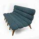 Adrian Pearsall Style Italin Modern Bouclè and Walnut Sofa