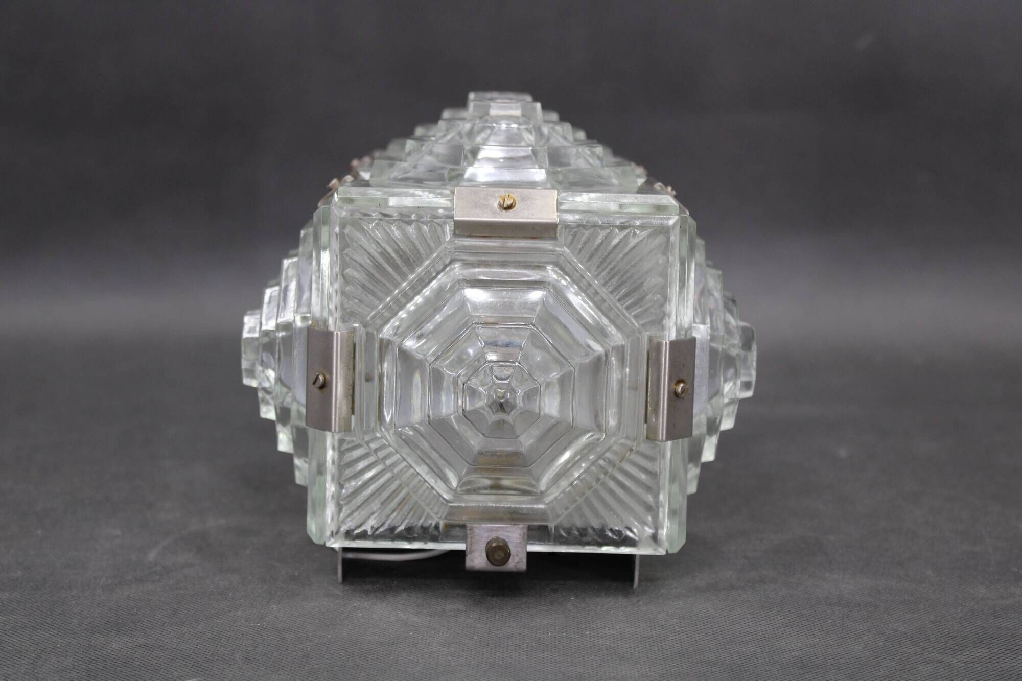 Pair of brutalist glass wall sconces by Kamenický Šenov, Czechoslovakia, 1970s