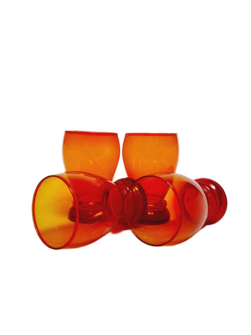 Ensemble de jus postmoderne de Barbara Glassworks, Pologne, années 1970, ensemble de 4.