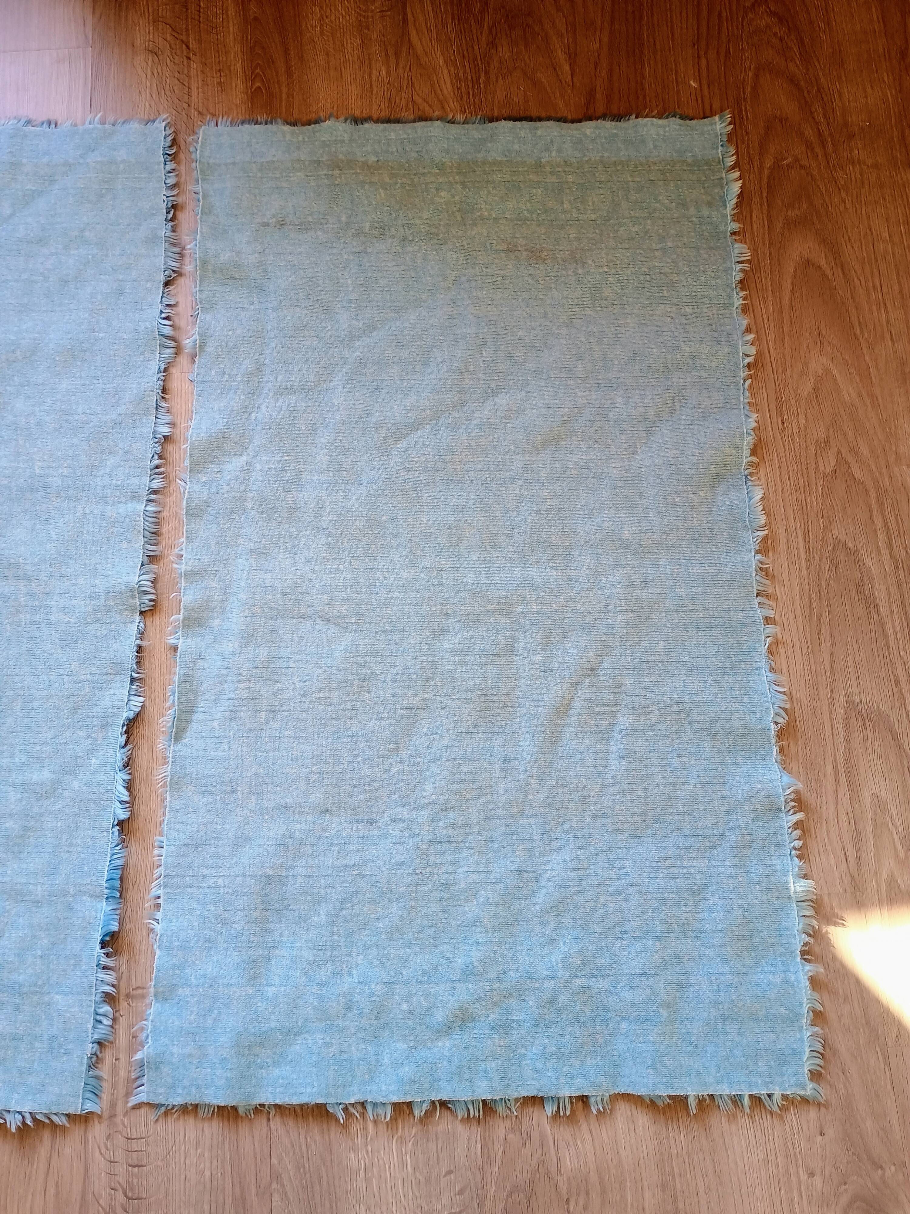 Set of two vintage sky blue rugs from the 70s