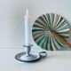 Antique candle holder in white and blue enamelled metal