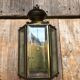 Old Golden Metal Lantern Wall Lamp + 5 Vintage Beveled Glasses