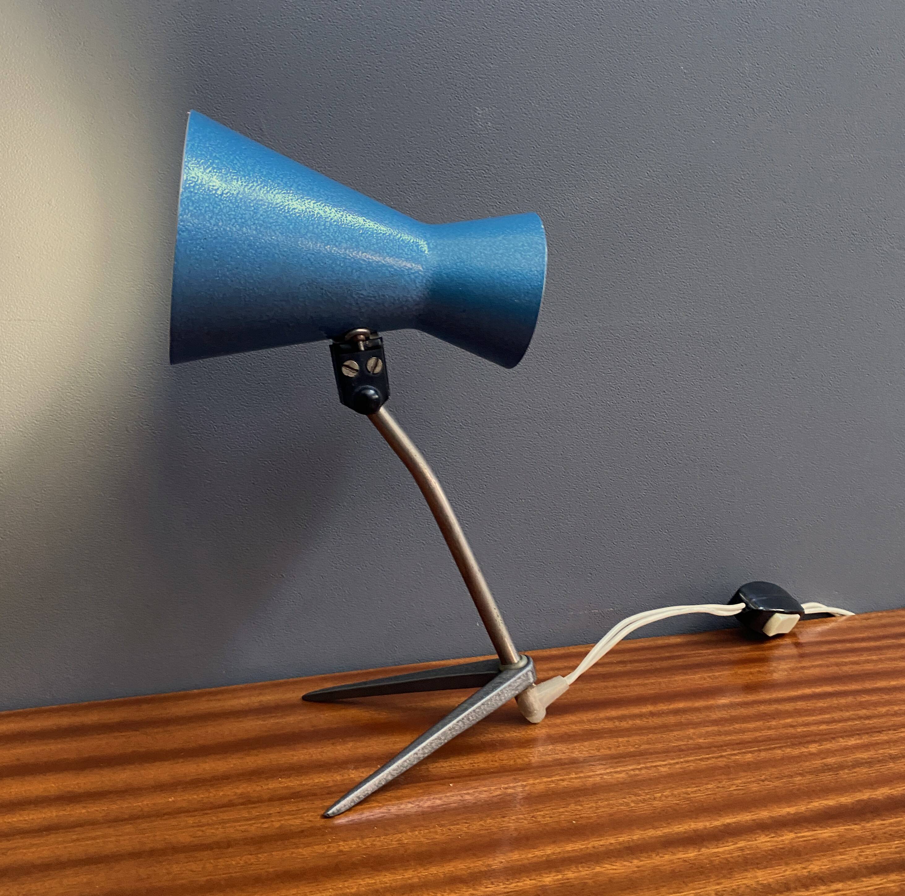 Blue metal desk lamp 1960s