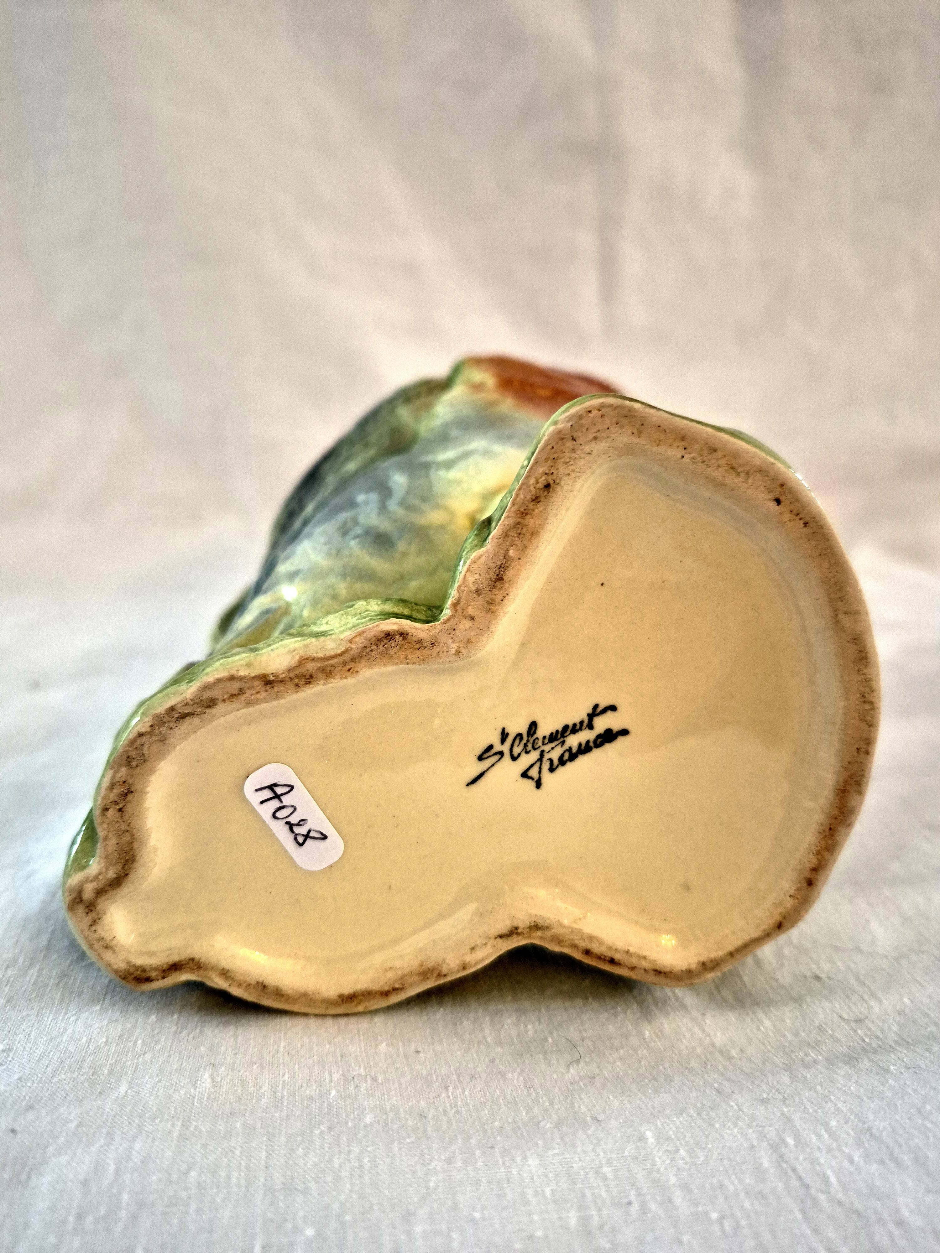 Zoomorphic pitcher barbotine Saint Clément Mallard Duck A028