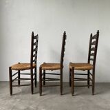 Trio rustic chairs in oak straw