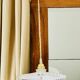Pair of lace-edged opaline portable lamps with cord wire