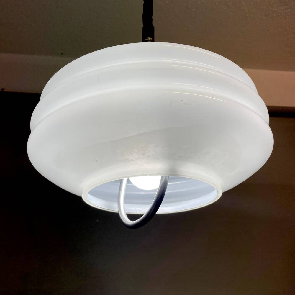 Mid Century white glass pull down  pendant lamp