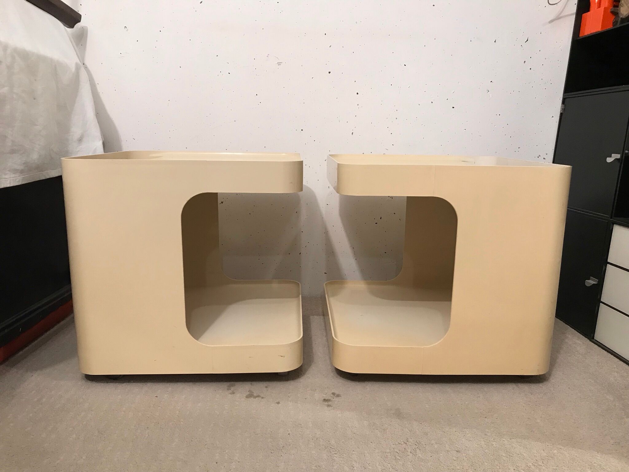 Pair of sofa ends or side tables , Marcello Siard , Longato Padova 1970