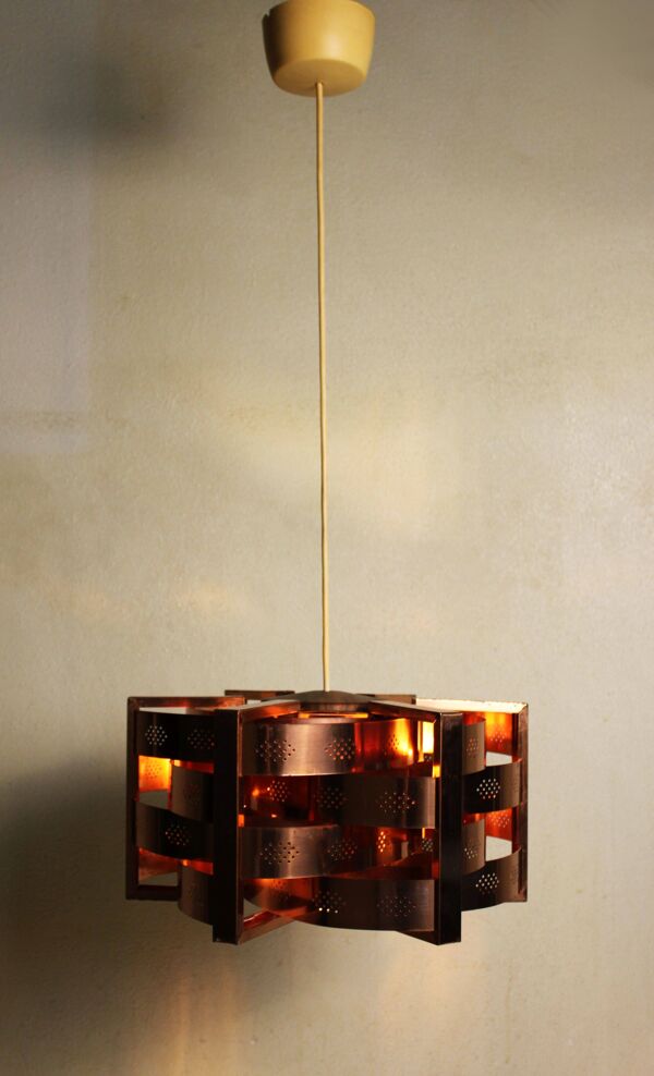 Suspension en cuivre par Werner Schou pour Coronell Electro, Danemark,1969.