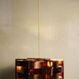 Copper pendant light by Werner Schou for Coronell Electro, Denmark, 1969.
