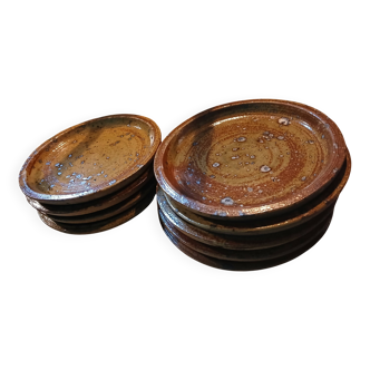 Assiettes à dessert vintage en grès