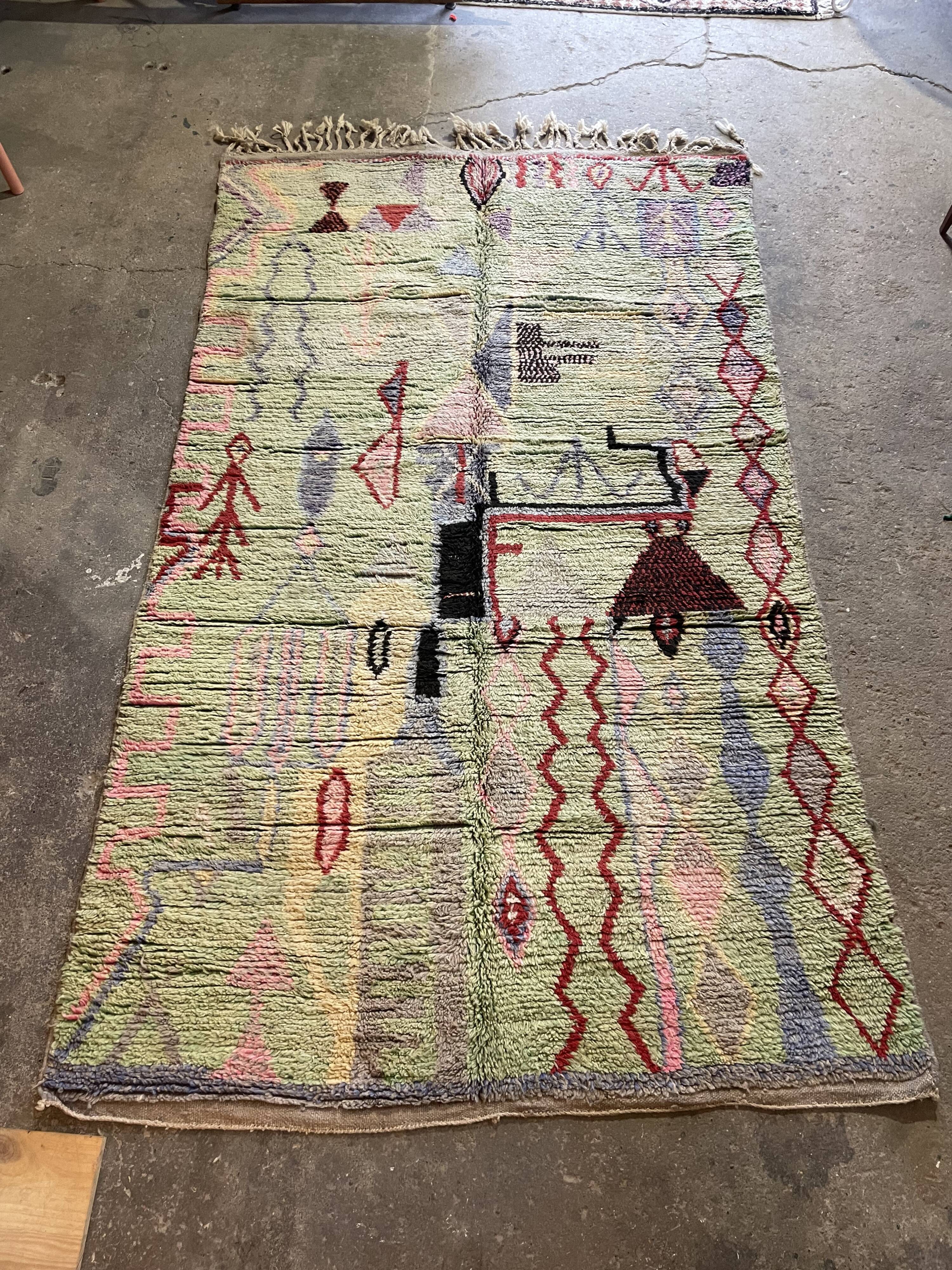 Berber carpet Azilal decoration and pastel colors 265x155cm