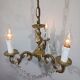 3-light bronze and crystal chandelier