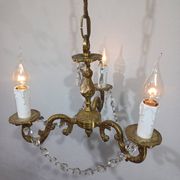 Lustre 3 lumières bronze et cristal