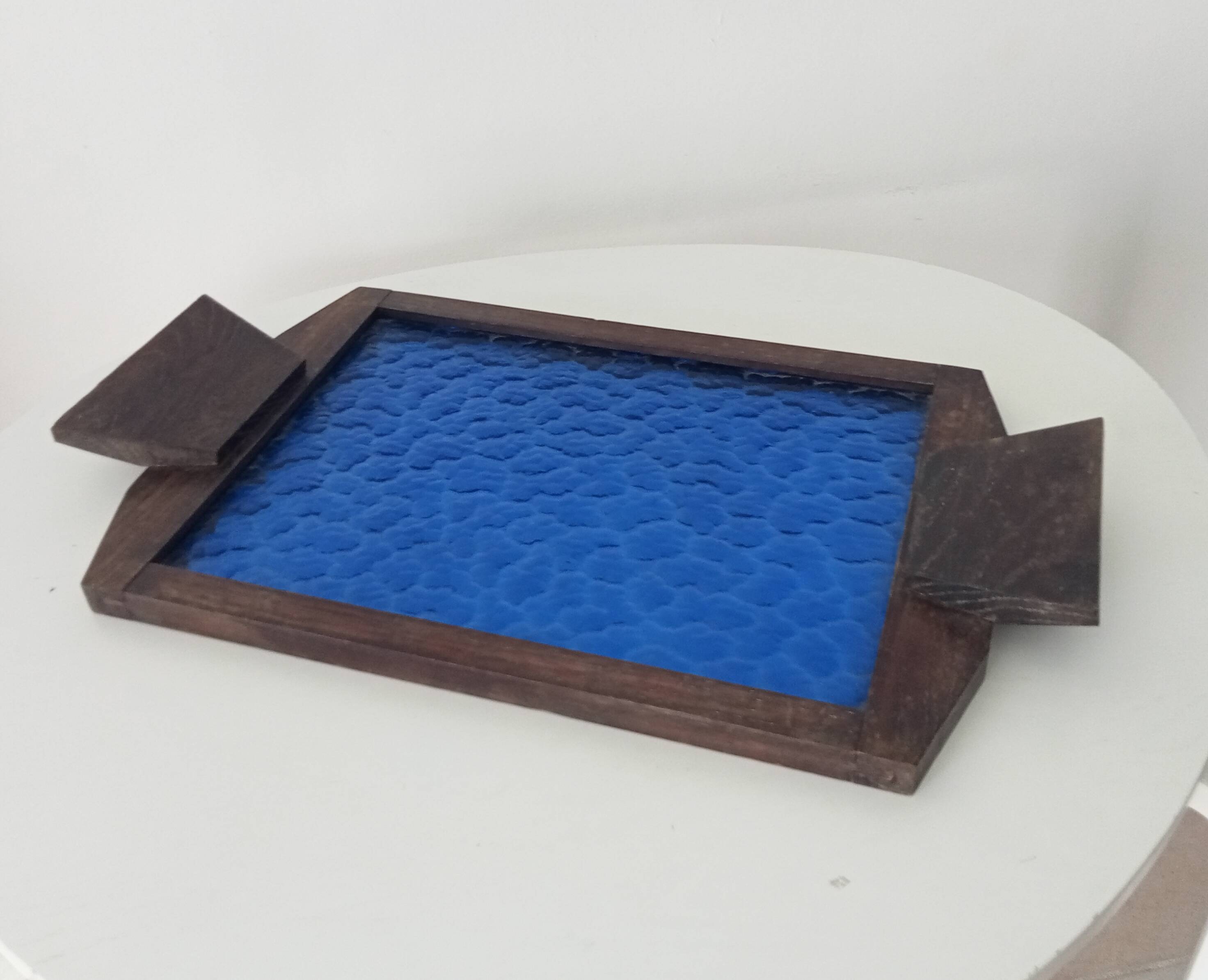Art deco cathedral glass serving tray 1940s/1950s