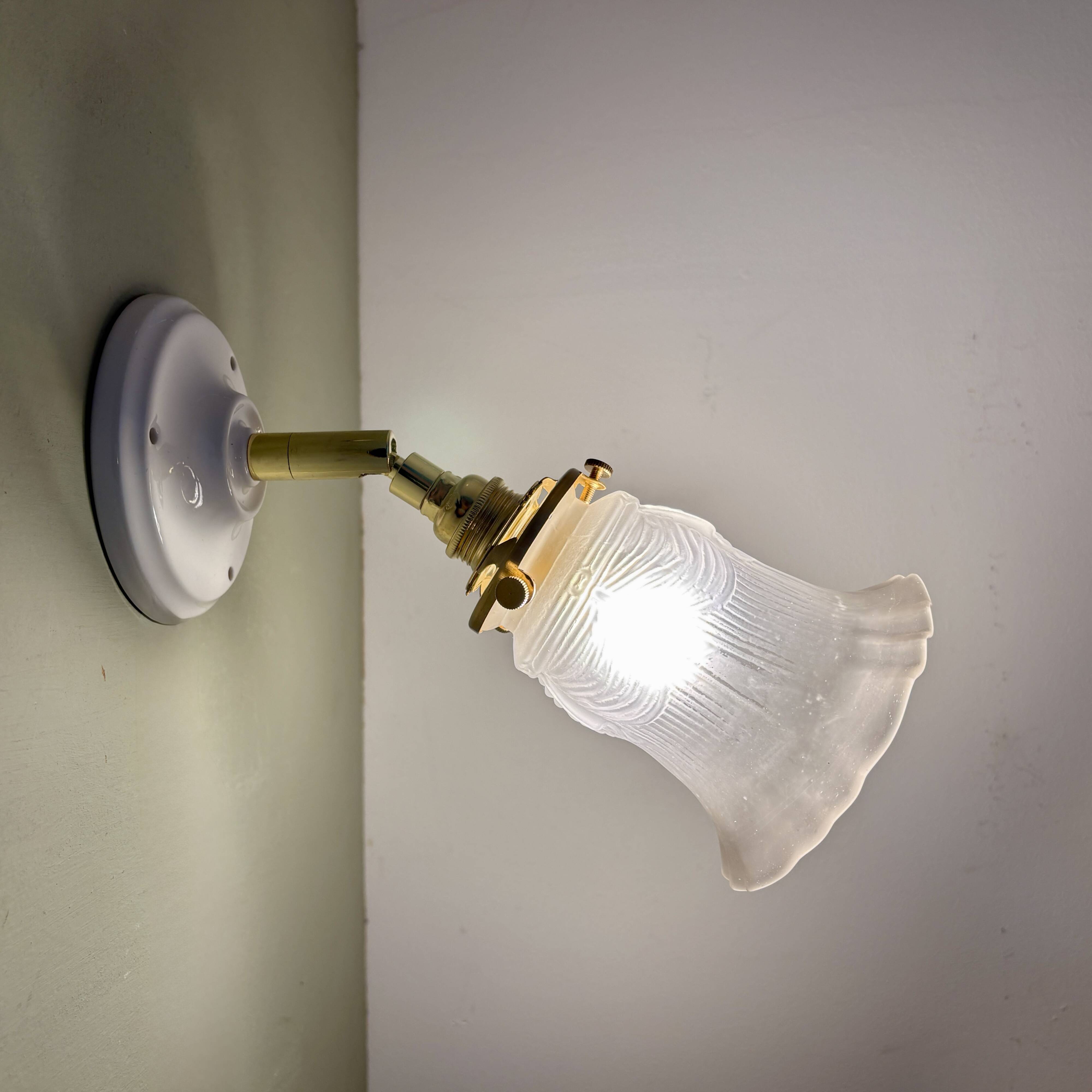 Vintage frosted glass tulip wall lamp