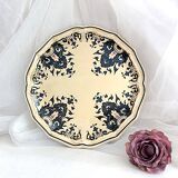 Decorative earthenware plate from Salins France decor Quevilly 25.5 cm