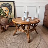Vintage Rattan Tripod Coffee Table