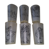 6 glasses illustrated by Cabu