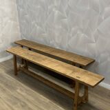 Pair of solid stripped oak farmhouse benches