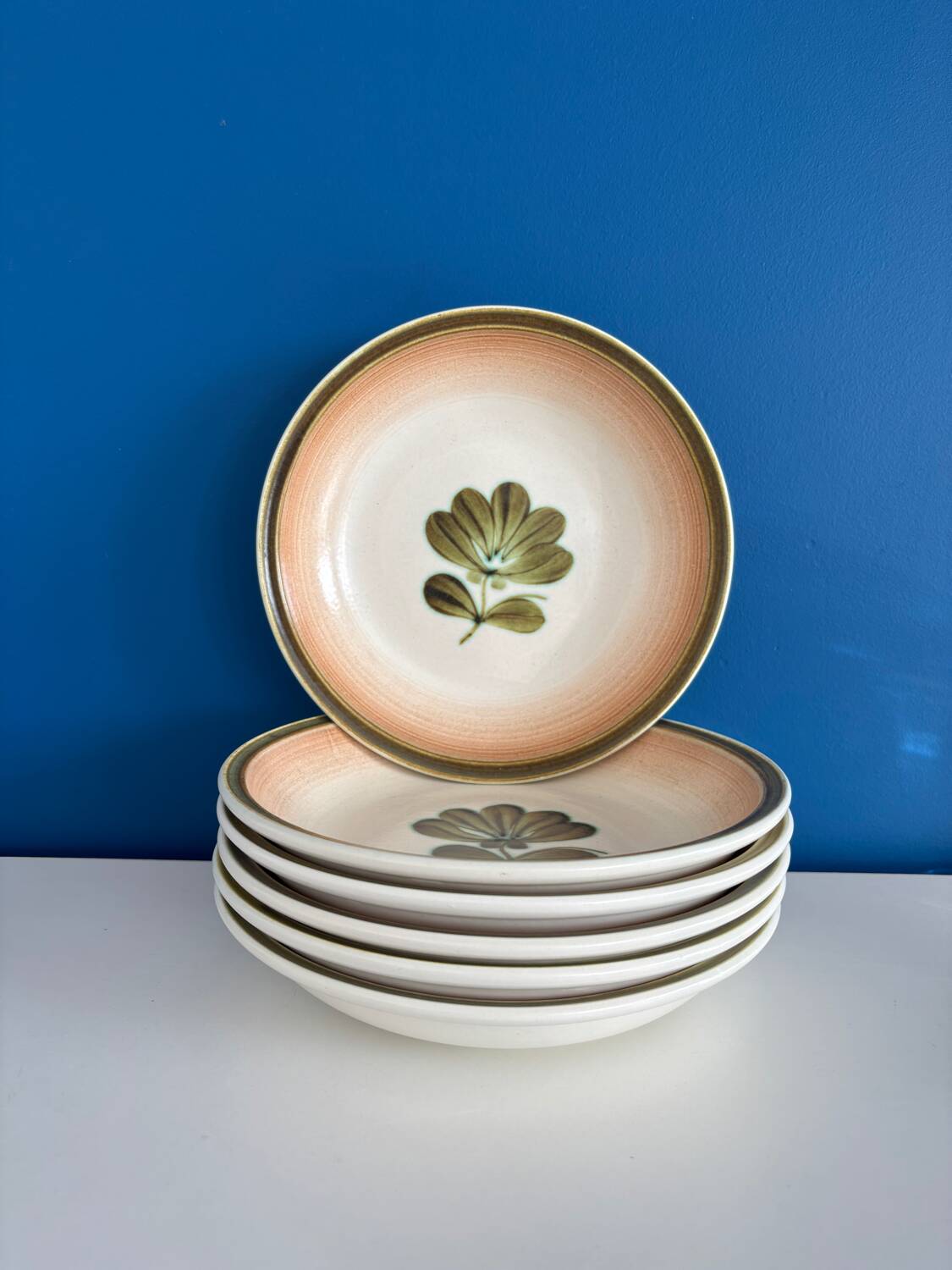 set of 6 floral deep plates Gien - vintage floral plate service KA