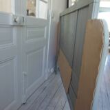 Art Deco headboard for a 160 cm bed, enhanced in verdigris.