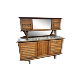 Early 1950s sideboard in oak and marble