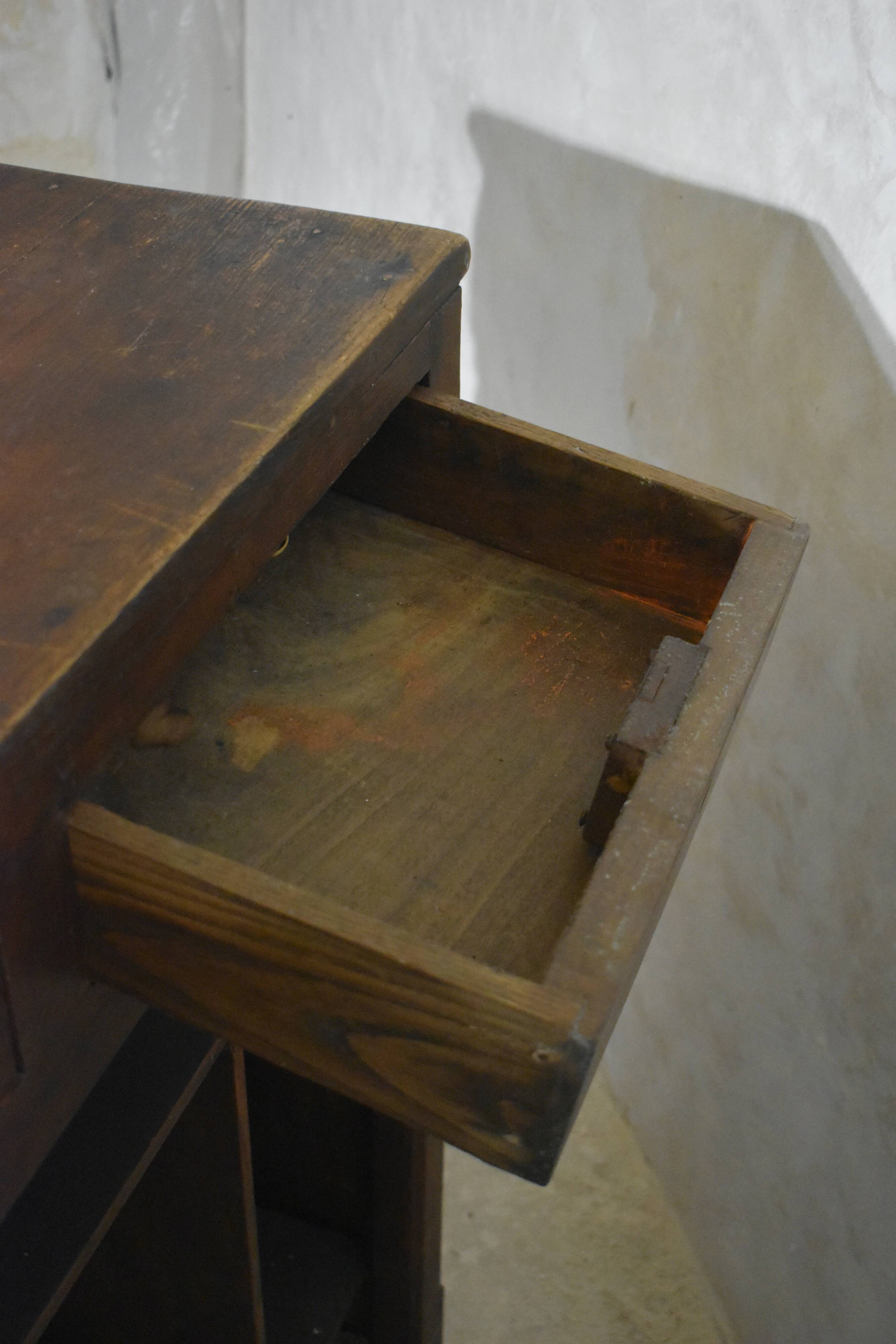 Old solid oak counter shop checkout