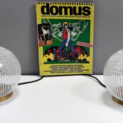 Pair of Vintage Spheric Murano Glass and Brass Table Lamps by Venini, Italy
