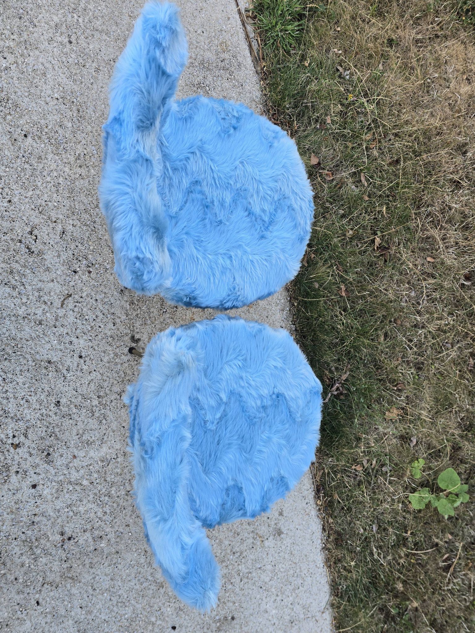 pair of Pelfran chairs blue faux fur - vintage