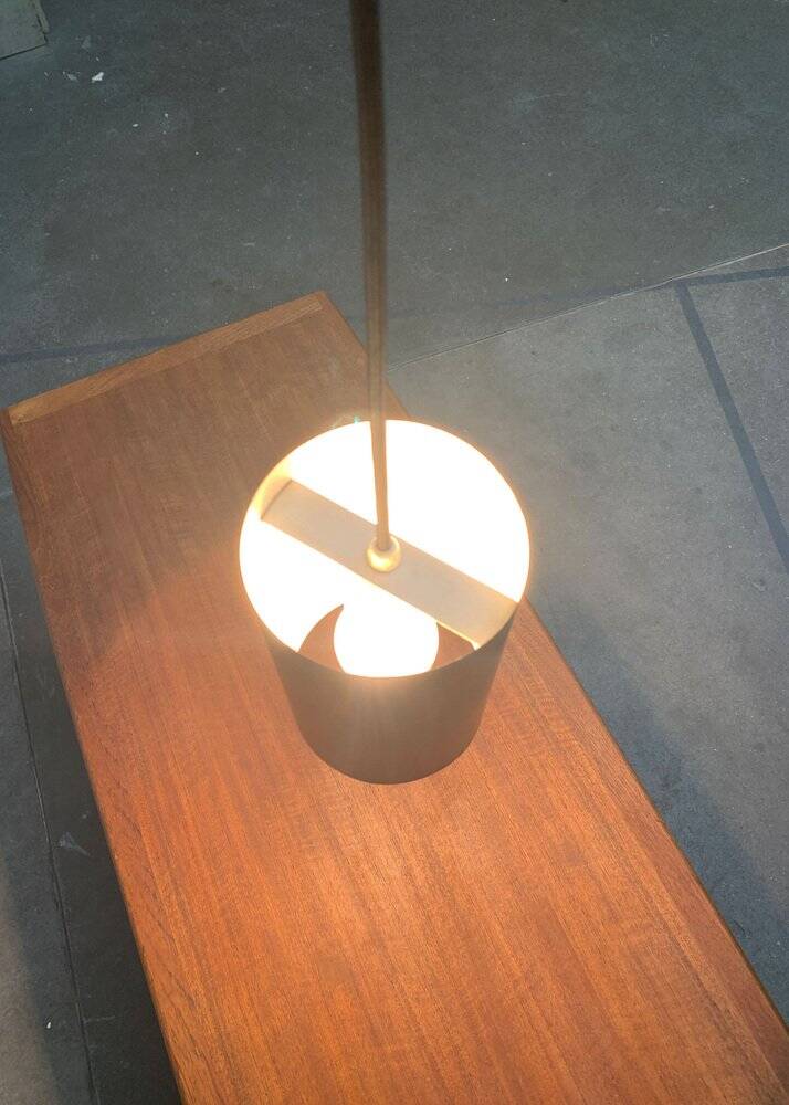 Minimalist cylindrical pendant light from the mid-century in metal by Eila & John Meiling for Louis Poulsen, set of 3.