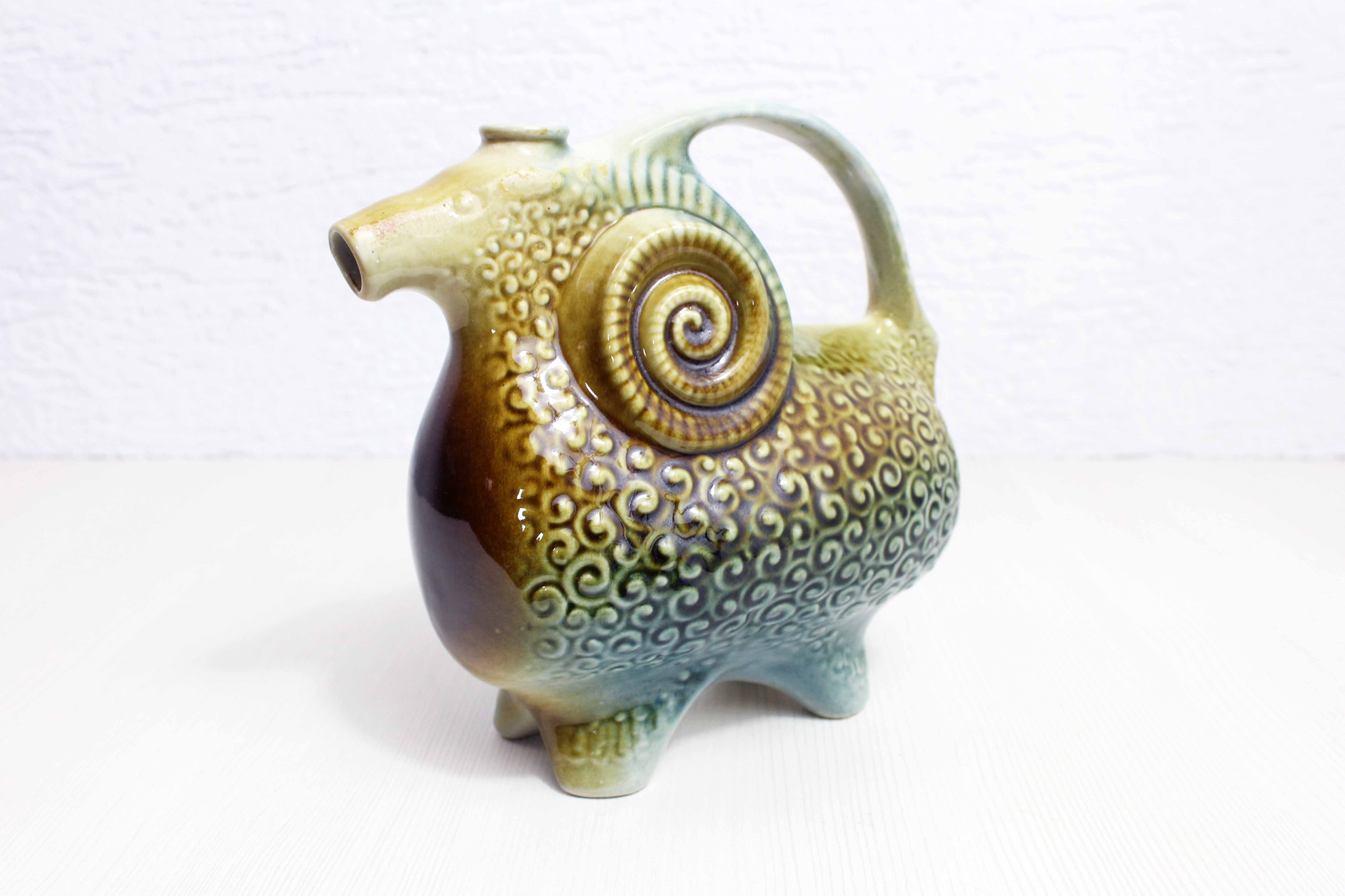Zoomorphic pitcher "ram" ceramic