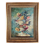 Tableau Huile Sur Toile Nature Morte Florale, Londres, XIXe Siècle