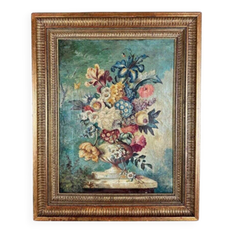 Oil on Canvas Painting Floral Still Life, London, 19th Century